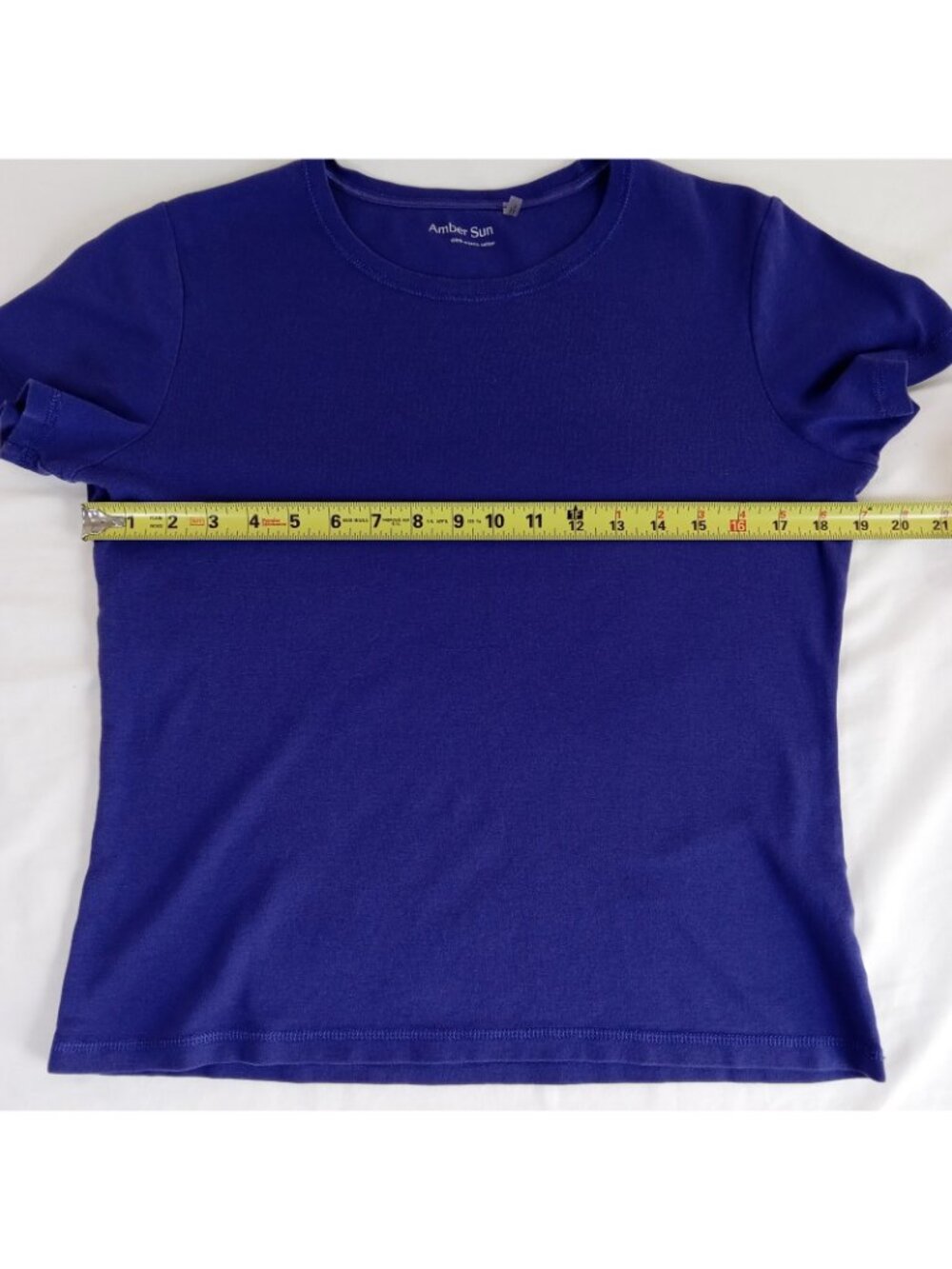2 Amber Sun Women's Organic Cotton Short Sleeve T-Shirt Medium Red Blue Purple - Picture 3 of 16